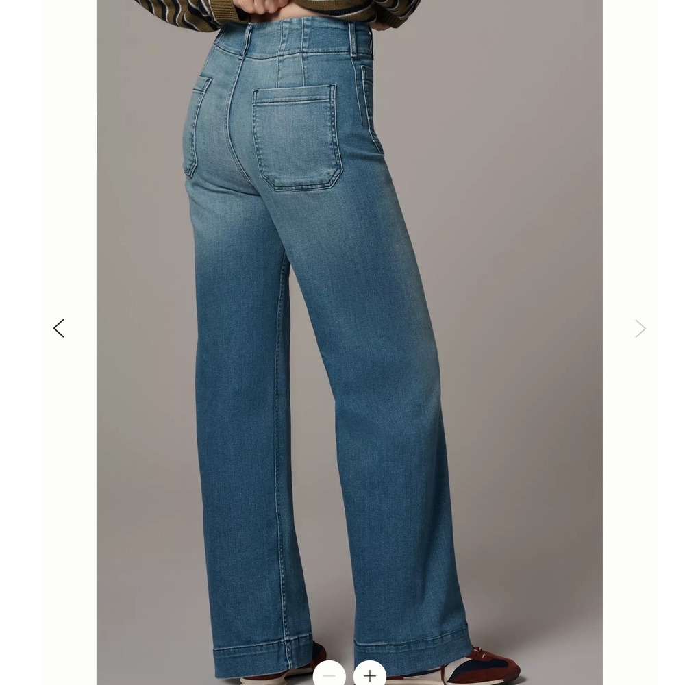 Anthropologie Maeve The Colette Full-Length Wide-Leg Jeans Blue 31 New With Tags - Picture 2 of 9